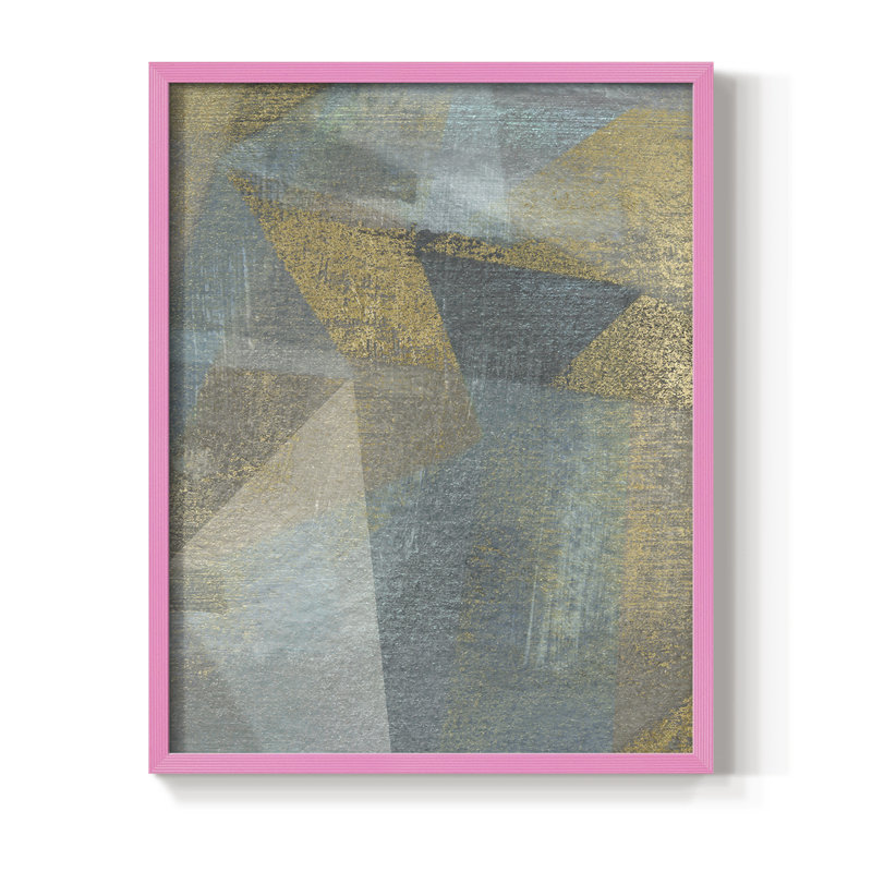«Geometric Facets I», reproduction encadrée - bois massif, H 21 po x l 17 po, Rose