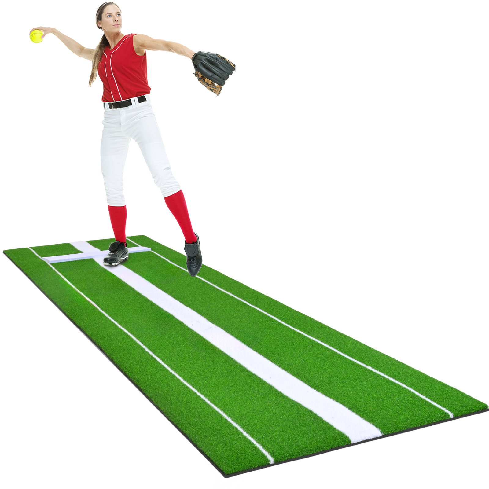 Mcjomy 10 Feet X 3 Feet Softball Pitching Mat Green Softball Pitching