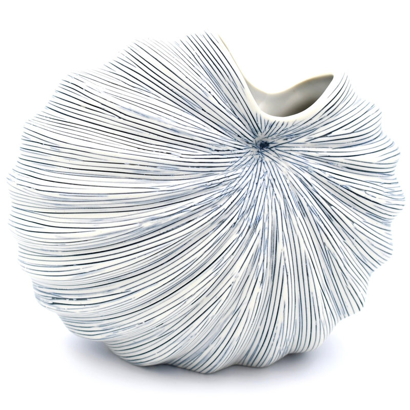 Avaughn Handmade Table Vase, Blue, 5.7" H x 6.6" W x 3.4" D