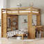 Lit superposé double TG / double avec lit inférieur démontable et bureau, structure de lits superposés en bois massif avec tablettes intégrées et garde-robe, peut être converti en lit mezzanine, naturel-2089579921-2089579924
