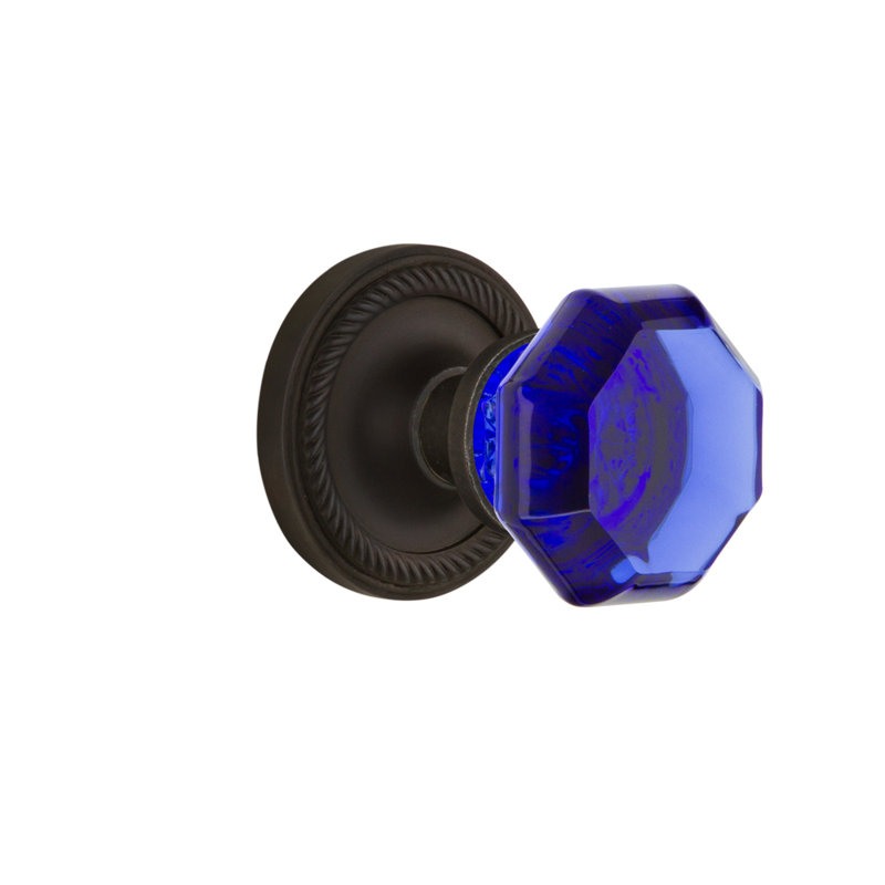 Rosette en corde avec bouton de porte Waldorf Cobalt, Bronze frotté à l'huile, 2 3/4 po