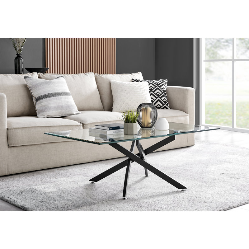 Chayton Modern Contemporary Glass And Chrome Coffee Table - Modern Sleek Design, Black