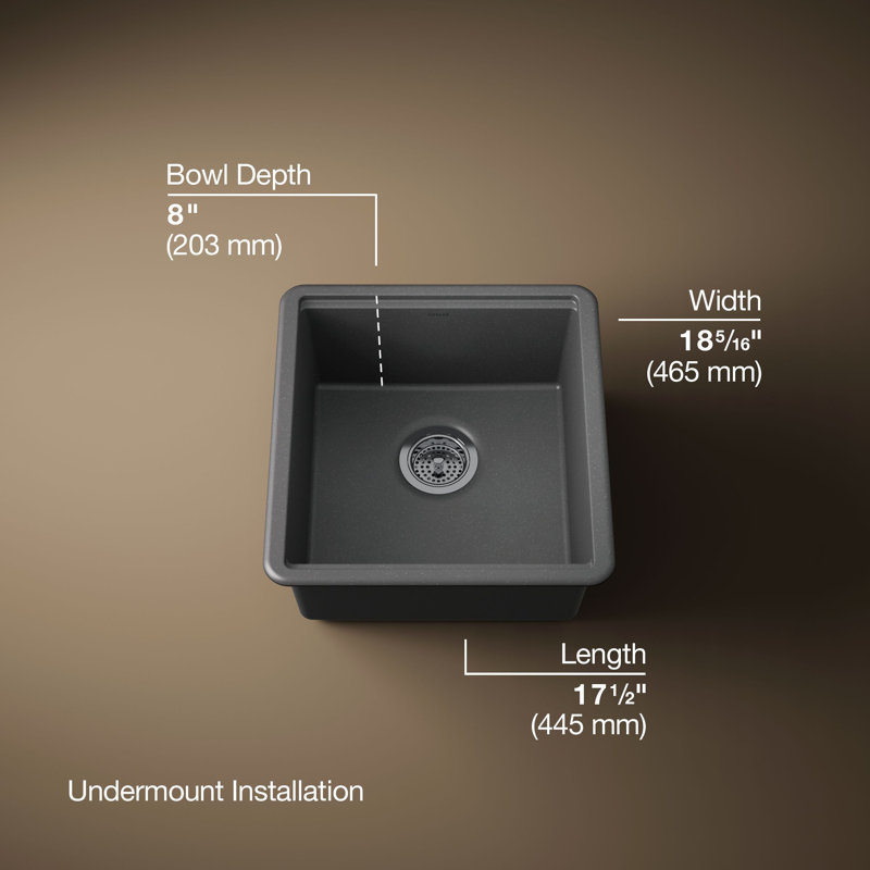 Billings Undermount Bar Sink With Accessories, Black