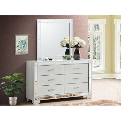 Meuble champagne argenté avec poignées et guides centraux champagne G6600-d avec miroir avant en métal