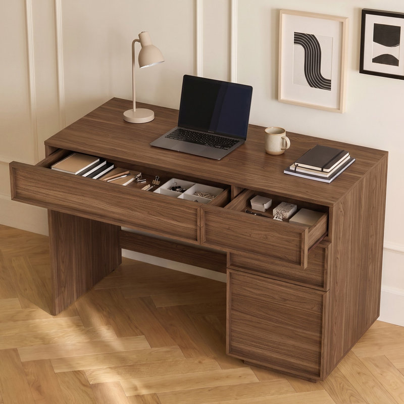 Paper / Printed Veneer Computer Desk, Noyer