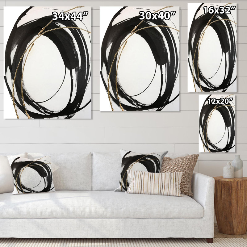 Gold Glamour Circle I - Reproduction d'art sur toile tendue, H 32 po x l 16 po x P 1 po