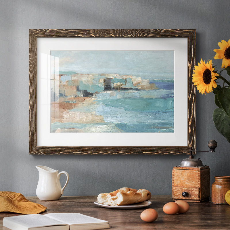 Turquoise Cliff Wall I - impression d'un seul cadre photo, Noyer, H 18 po x l 26 po x P 1,5 po