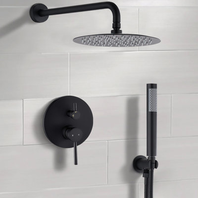 Pommes de douche noires matte de 10 po: pluie et à main, laiton pour une paire de têtes de bain douillettes: une expérience de bain élégante