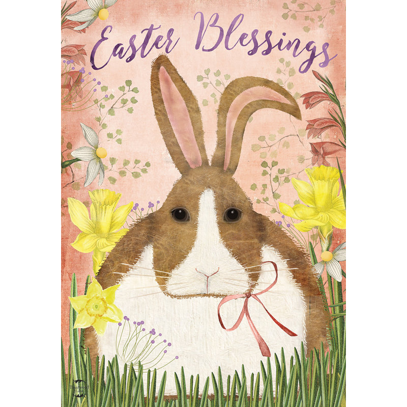 Drapeau de jardin Duard Blessings Bunny, Brown/White