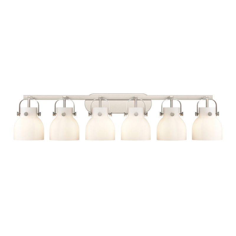 Éclairage pour meuble-lavabo mural 6 po Skycrest, Blanc, Nickel satiné, Six lumières