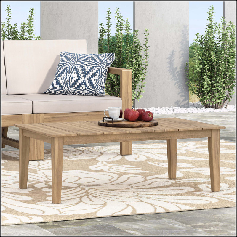 Table basse d'extérieur en bois d'acacia