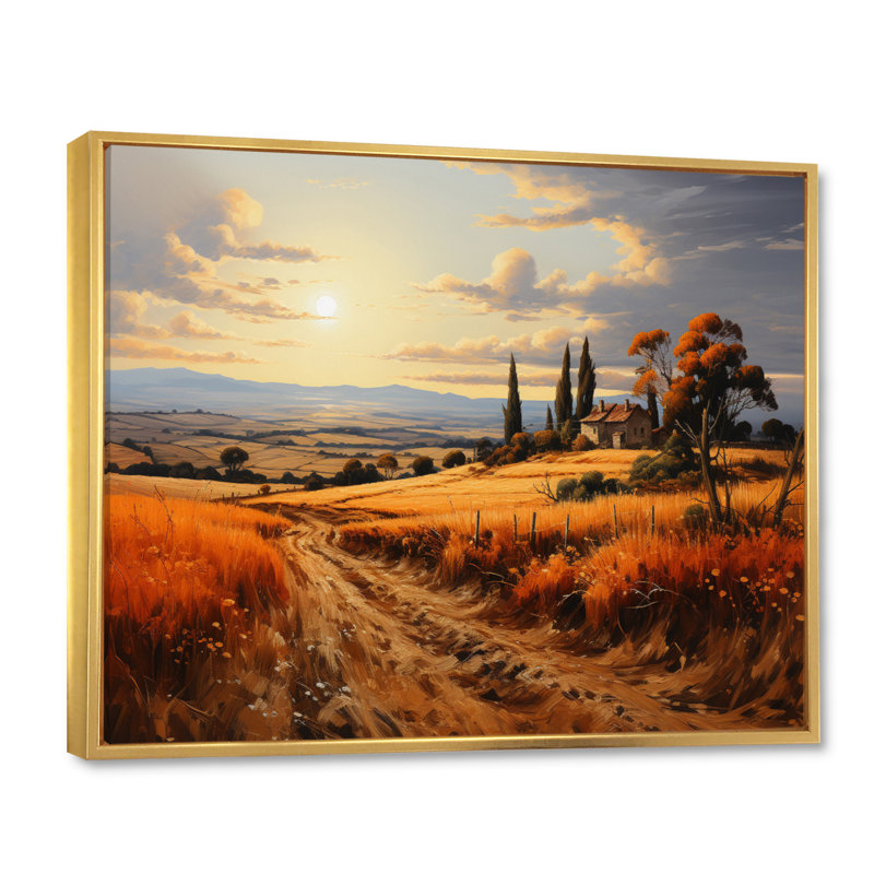 «Italy Tuscan Sunsets II», reproduction sur toile, H 24 po x l 32 po x P 1 po, Cadre flottant doré