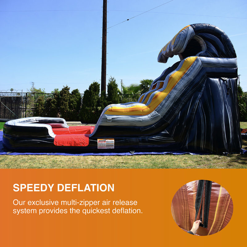 Giant Blue and Orange Inflatable Water Slide with Splash Pool