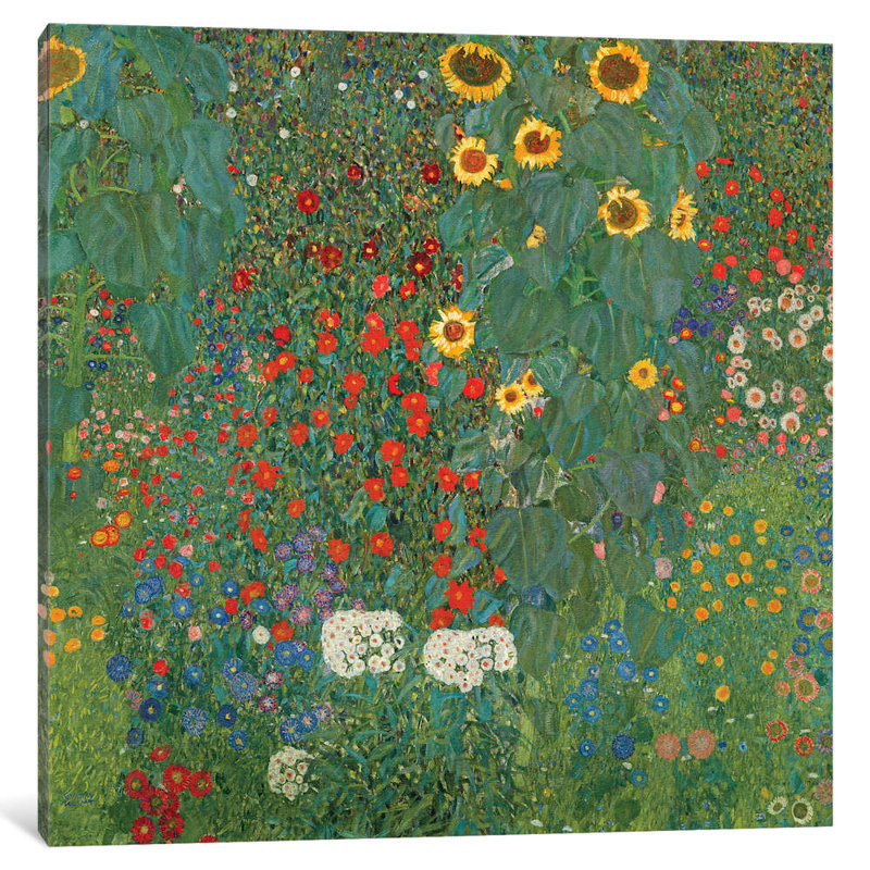 Farm Garden With Sunflowers, 1905-06 by Gustav Klimt - Wrapped Canvas Painting, No Frame, 66.04 cm H x 45.72 cm W x 1.91 cm D