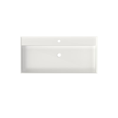 Lavabo de salle de bain à surface solide en pierre de pierre
