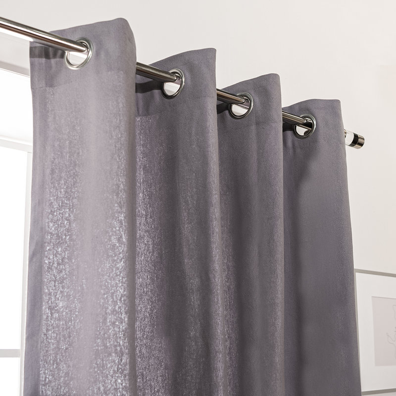 Panneaux de rideaux semi-transparents 100% coton, L 52 po x L 84 po, Gris