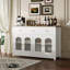 Buffet moderne 55 "avec portes cannelées en acrylique et 3 tiroirs, buffet café avec tablettes réglables pour salle à manger, salon, cuisine