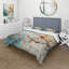 Ensemble de housse de couette orange et bleu sarcelle Glowing Agate I - Arbre érable - Microfibre de polyester-1374888349