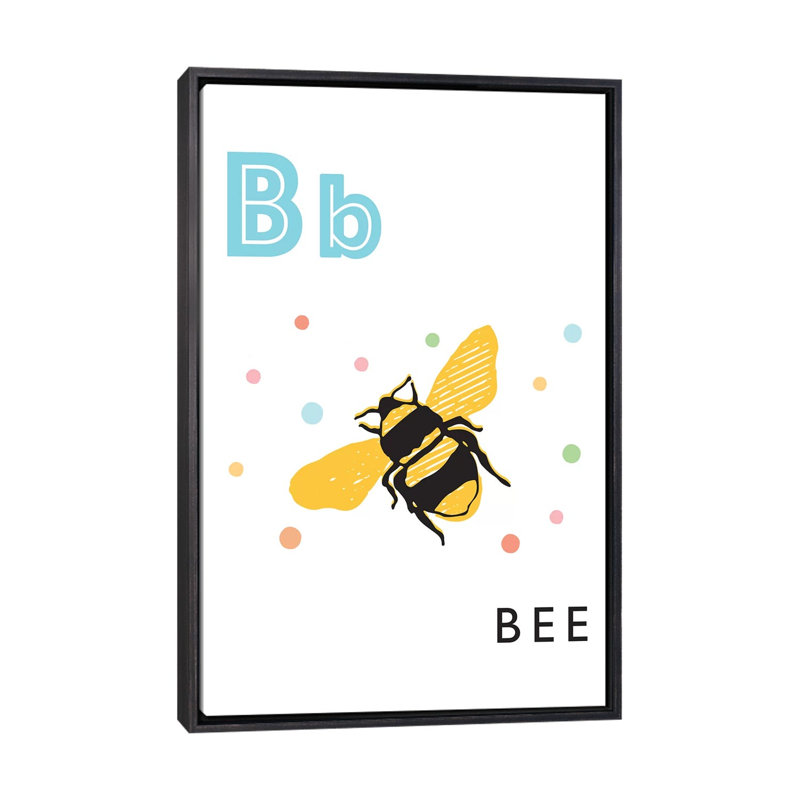 Alphabet Flash Card B - impression d'art graphique, Pas de tapis, Toile avec cadre noir patiné, H 40 po x l 26 po x P 1,5 po