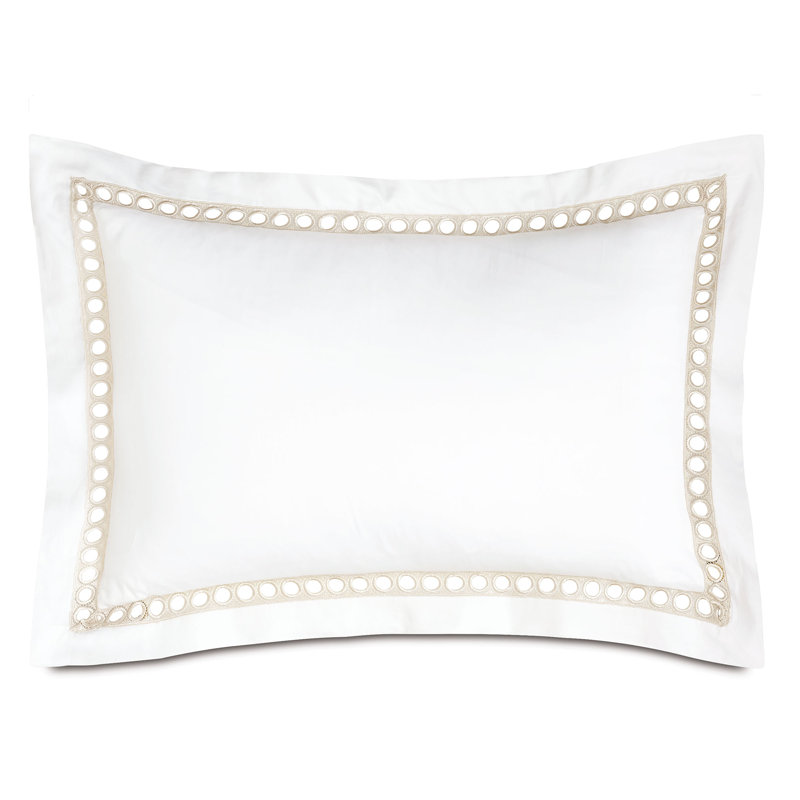Celine 100% Cotton Pillow Sham, King, White/Champagne