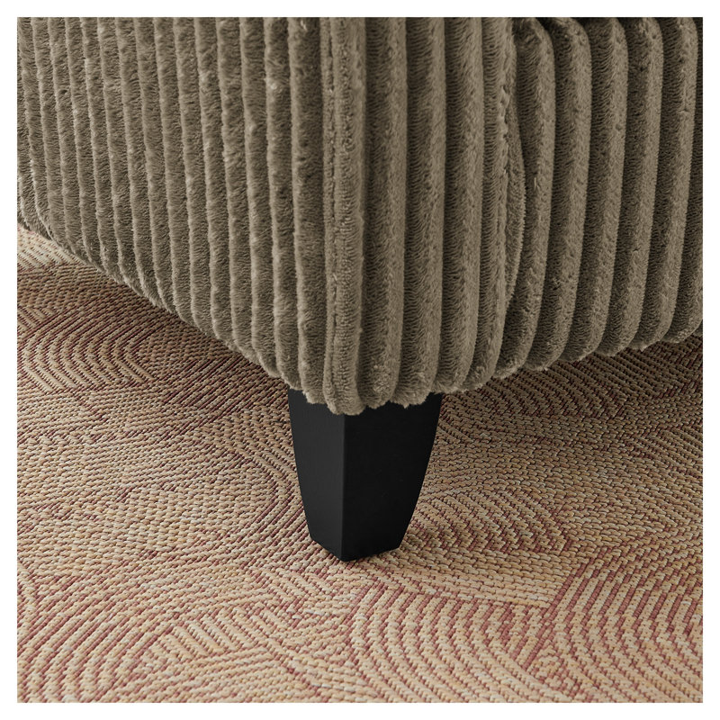 Chaise d'appoint touffetée en velours côtelé brun avec noyau en mousse