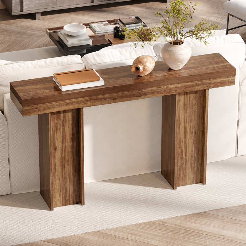 54" Narrow Console Table Sofa Table with Back Hidden Storage,Farmhouse Entryway Table for Living Room Forye, Brown