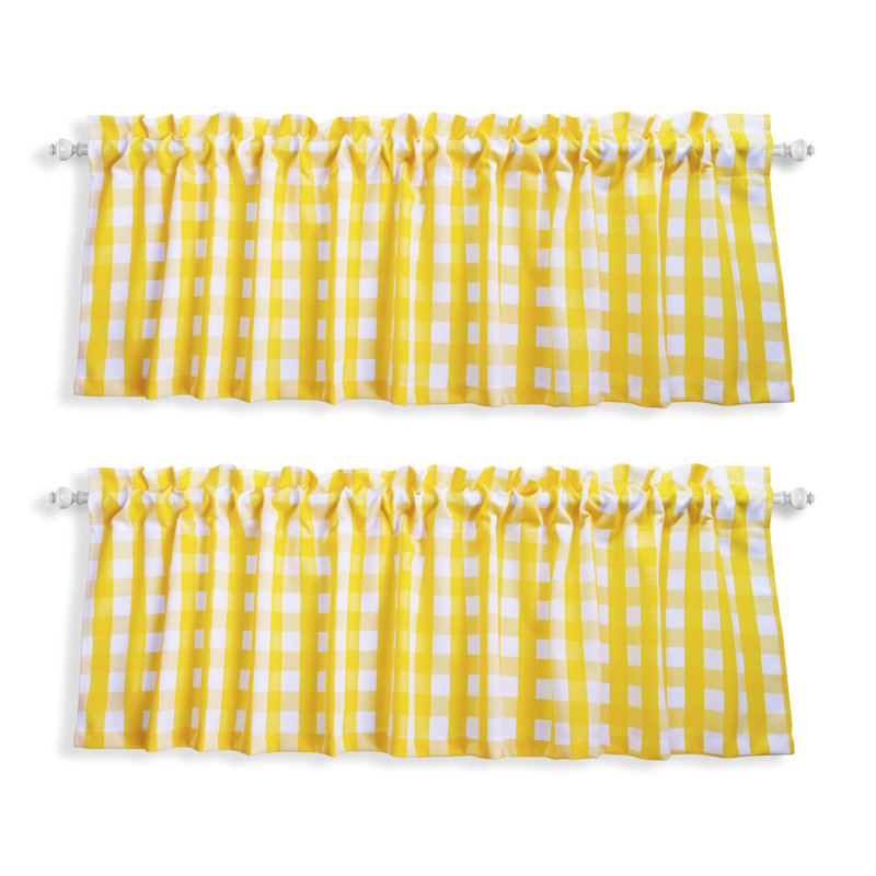 Cantonnière sur mesure 56 po Rashara, Jaune/blanc, L 56 po x L 16 po