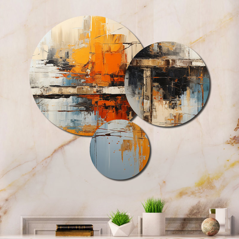 Ensemble de 3 décorations murales orange et orange