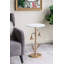 Table d'appoint dorée D14X24 avec plateau en marbre blanc