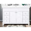Meuble-lavabo 48 po avec lavabo en résine, 6 tiroirs à fermeture en douceur et portes doubles avec tablettes à 2 niveaux, pieds en pin massif, blanc