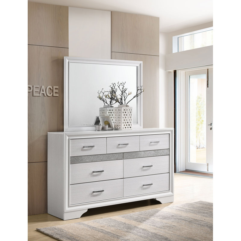 SantaAna 9-drawer Dresser with Mirror, White/Gray