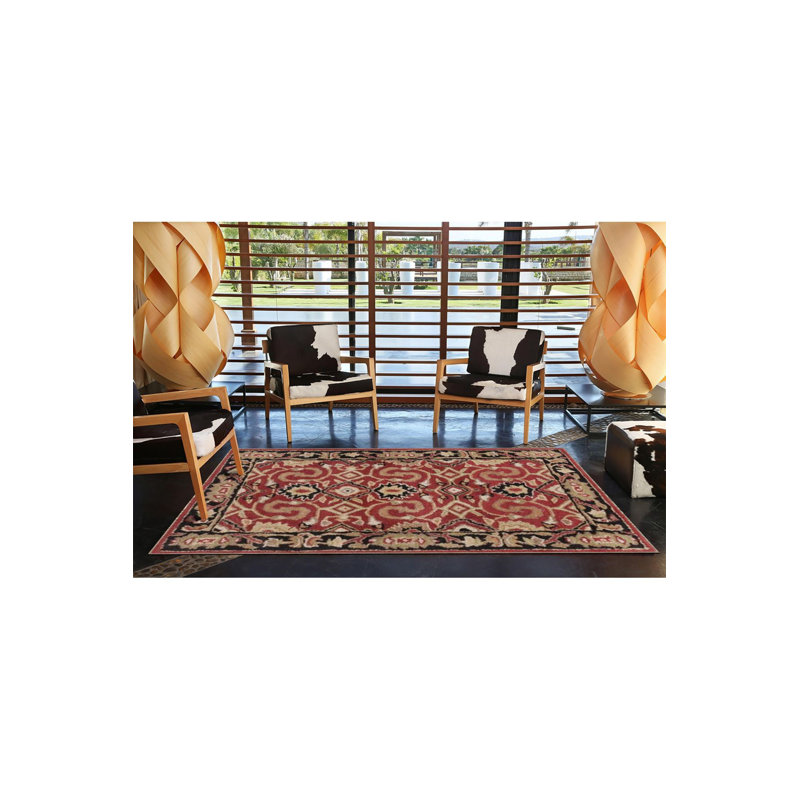 Tapis tissé à motif géométrique à motif géométrique bleu et rouge lavable à la machine