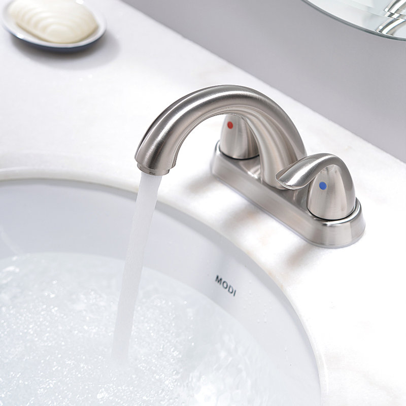 Centerset 2-handle Bathroom Faucet with Drain Assembly, Brushed Nickel