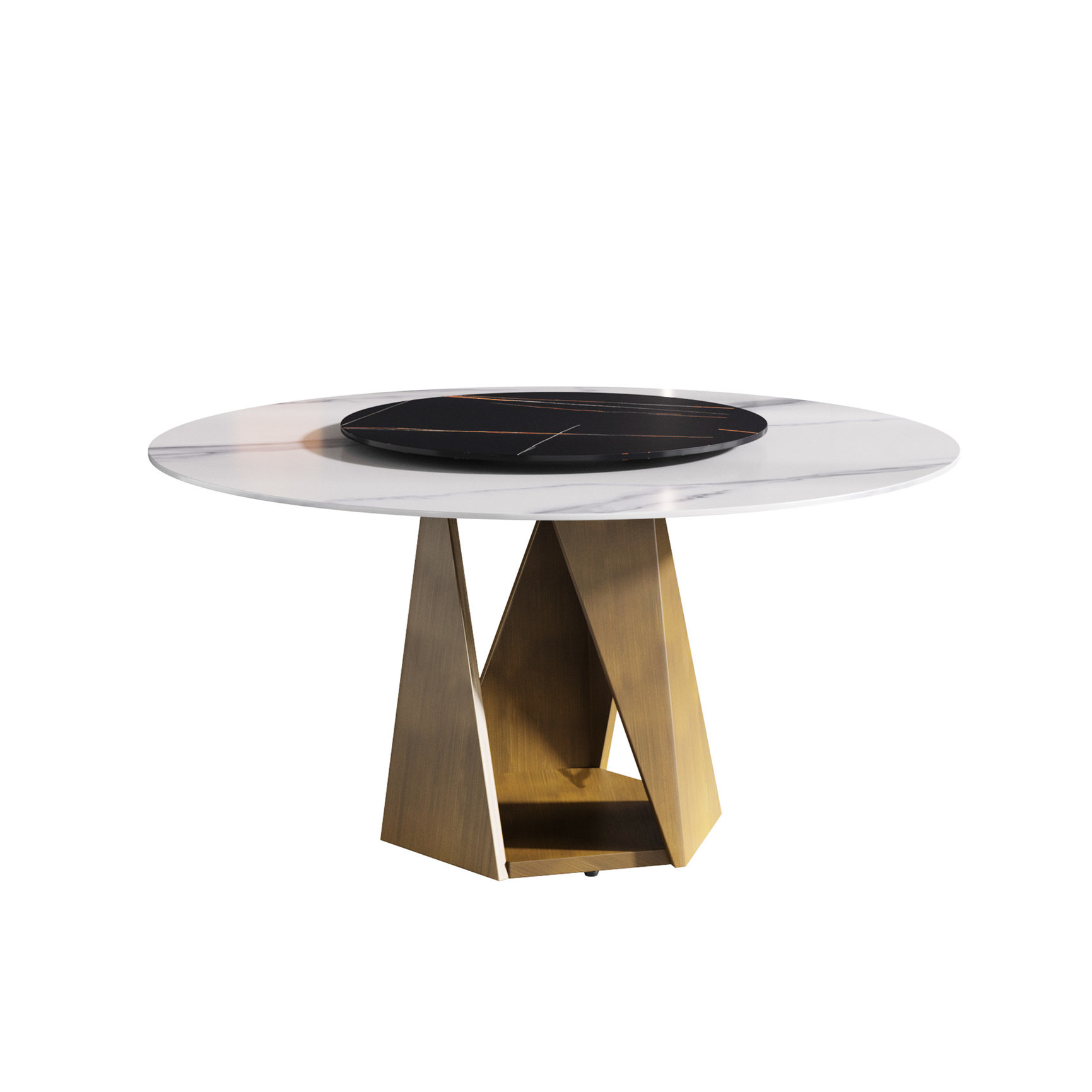 Everly Quinn 59.07" Round Dining Table With Heat- Sintered Stone Top ...