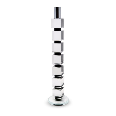 Chandelle de table 15 "en cristal transparent argenté et noir