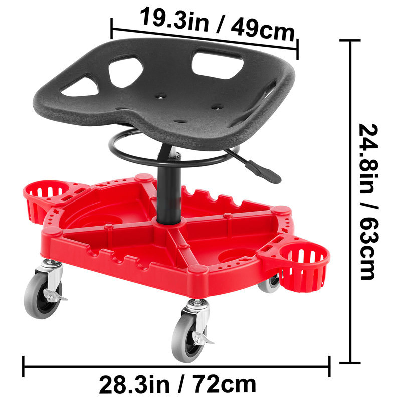Tabouret roulant de garage, capacité de 300 lb, hauteur réglable de 18 po à 23 po