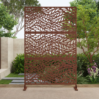 Pacifa Series 6 ft. H x 4 ft. W Leaf Pattern Metal Privacy Screen For Patio Yard by UIXE