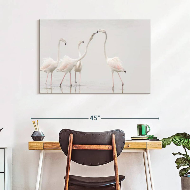 Brampt Pristine White Flamingos, 26" H x 39" W