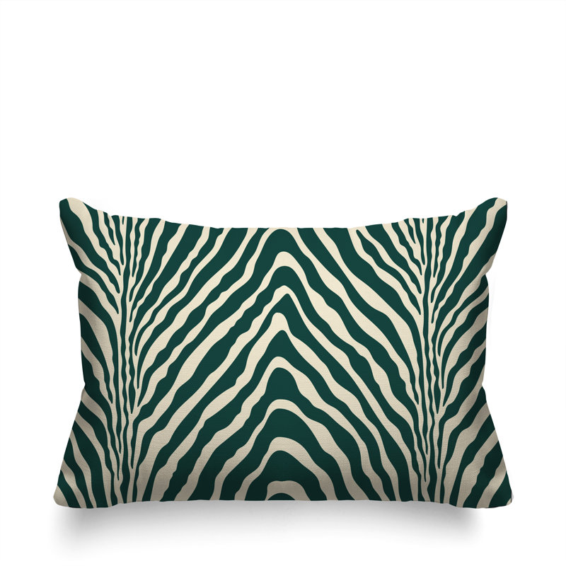Oreiller rectangulaire réversible intérieur / extérieur Gilda, Rectangle H 14 po x l 20 po, Vert