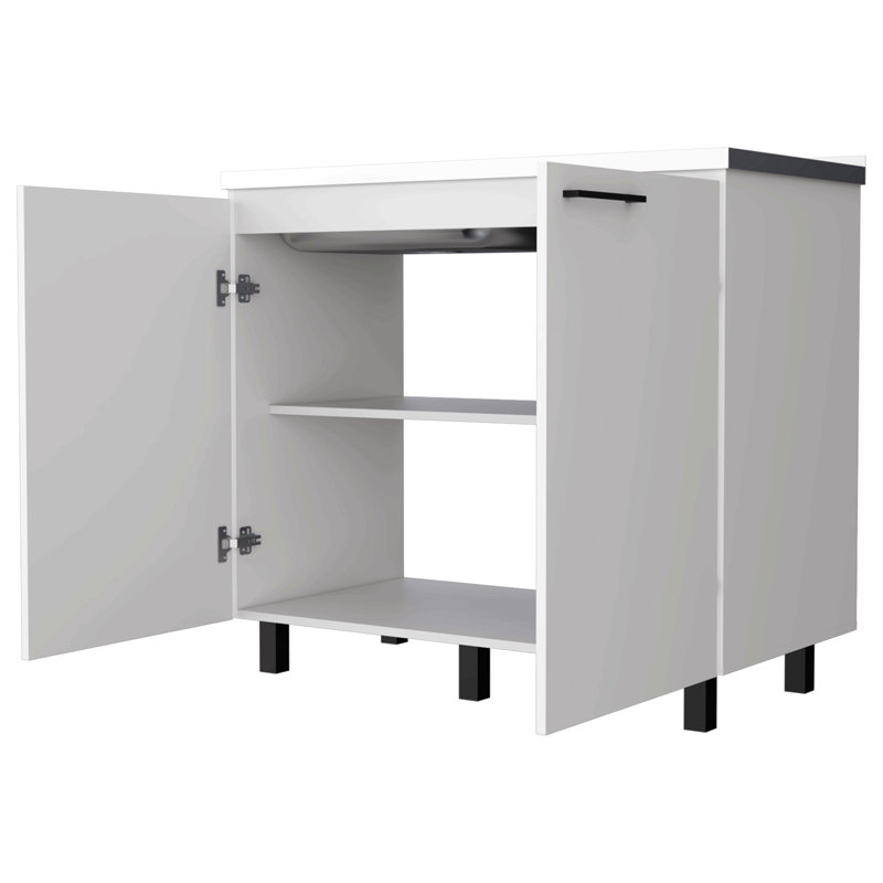 2 éviers utilitaires et une armoire, Blanc