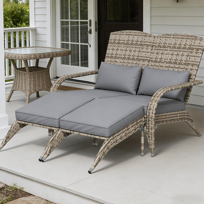 Chaise longue d'extérieur avec dossier haut, Grey Cushion/Yellow Frame