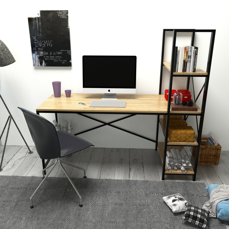 Phan Computer Desk with Bookshelves, Oak