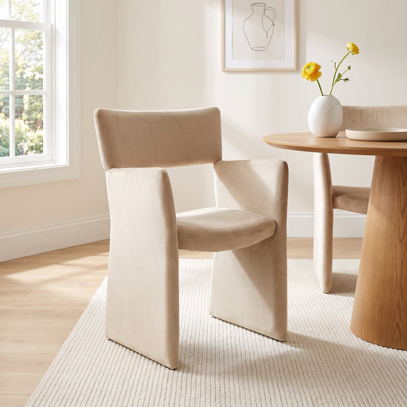 Fauna Velvet Dining Chair, Light Brown