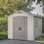 Remise de rangement d'extérieur en résine durable 8 po x 8 pi Keter Factor avec plancher et portes doubles pour meubles et outils de jardin, brun