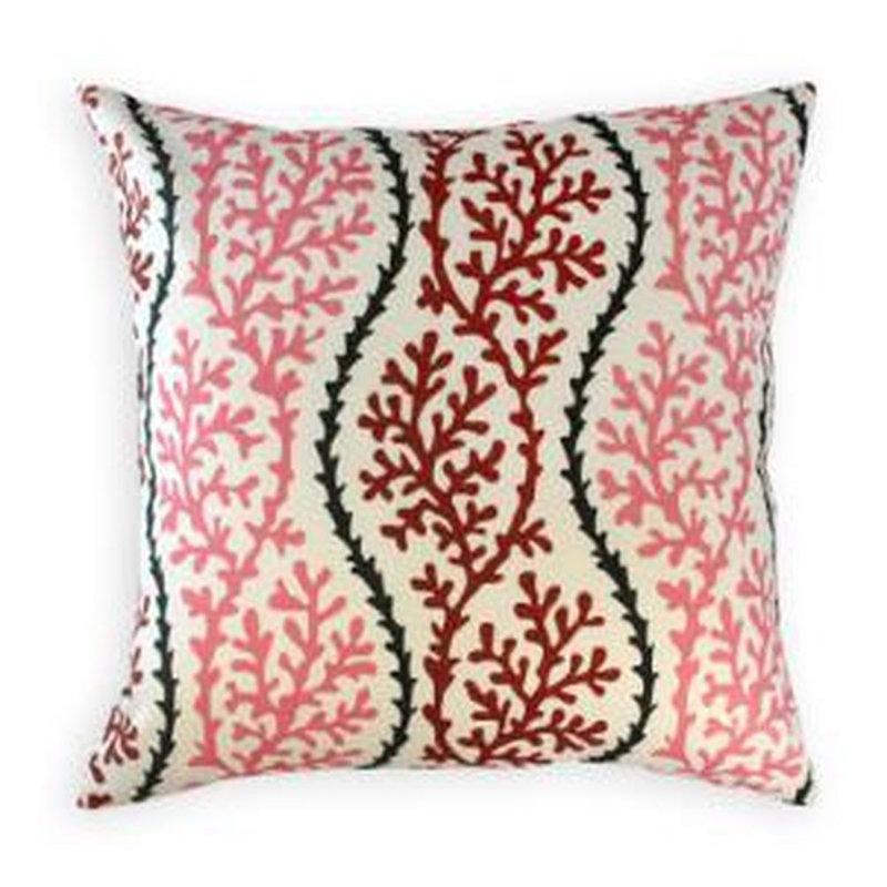 Tynemouth Cotton Blend Throw Pillow, Pink/Brown, Polyester/Polyfill
