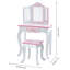 Teamson Kids Fashion Prints Animal Wooden Vanity Table & Stool with Mirror for Pretend Play Makeup