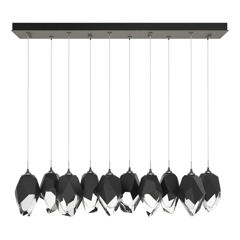 Chrysalis Kitchen Island Geometric Pendant, 15" - 130", Black, Natural Iron