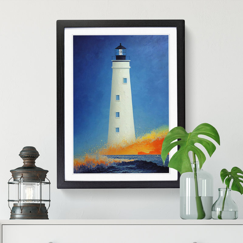 Lighthouse Painted Vol.4 - Picture Frame Print, Black, 64cm H x 46cm W x 2cm D