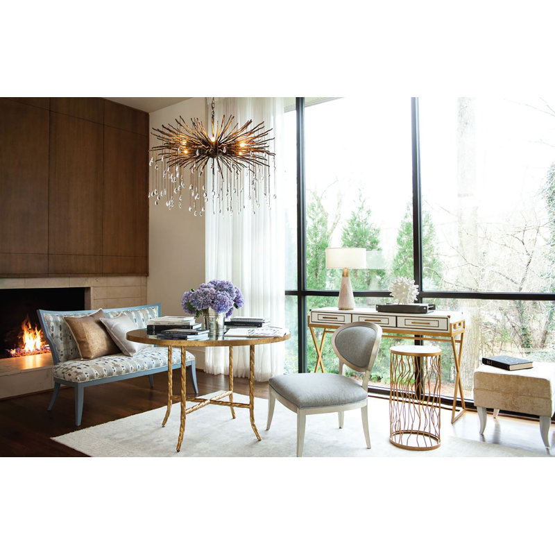 Lustre géométrique unique à 6 lumières avec détails en cristal Fen