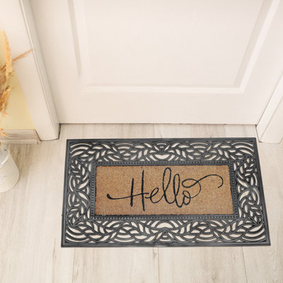 Tapis en caoutchouc et en fibre de coco Hello